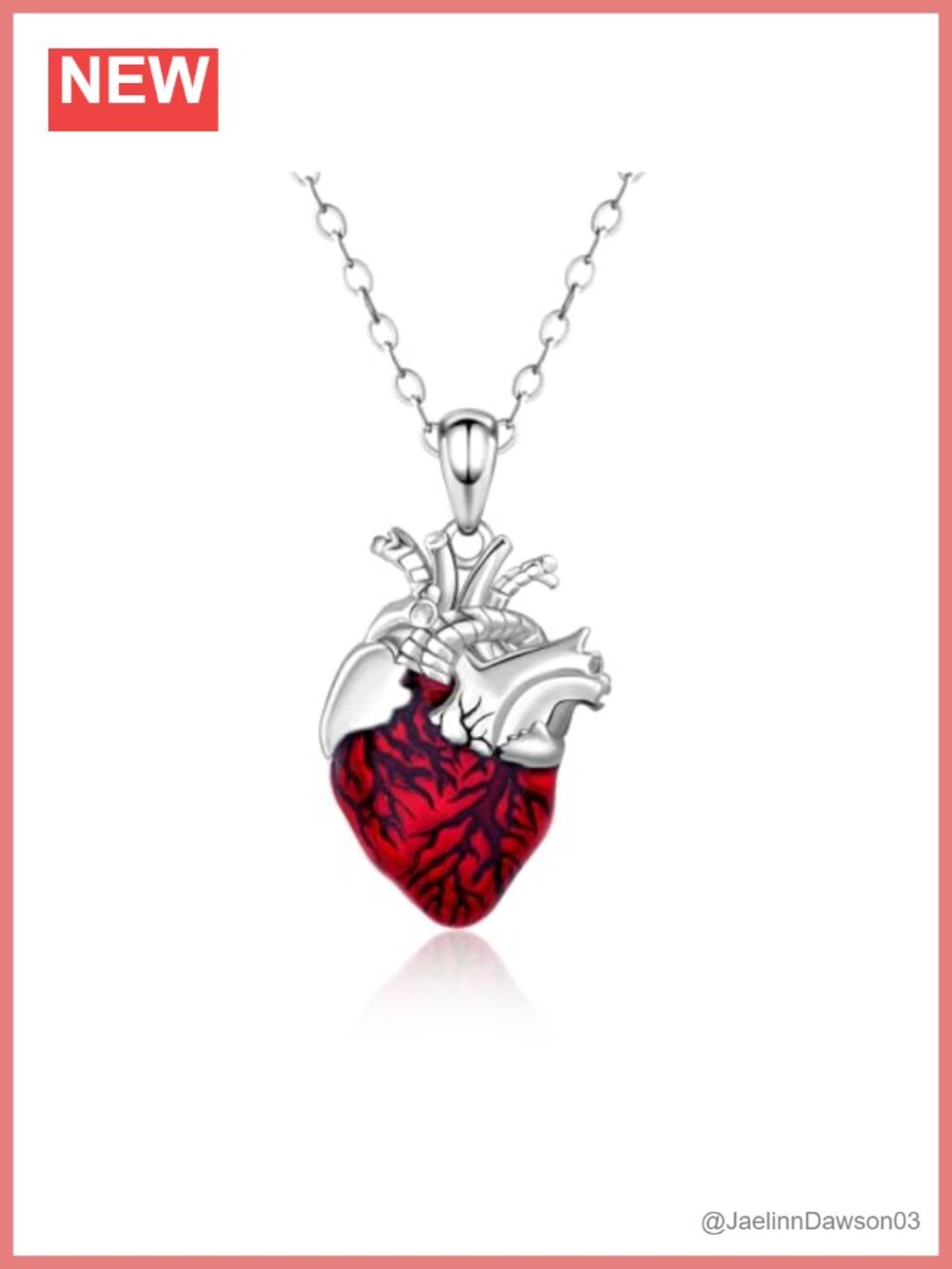 925 Sterling Silver Anatomical Heart Pendant Necklace Gothic